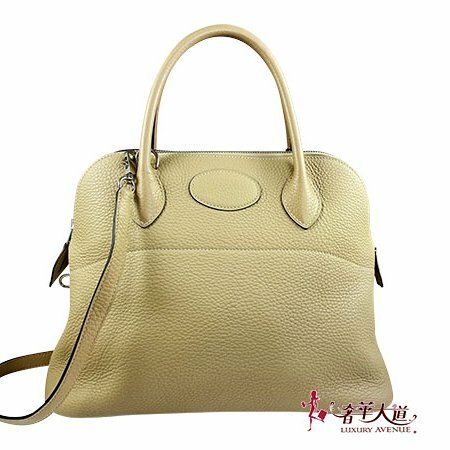 ＊奢華大道國際精品＊【H0423】HERMES風衣卡其色S2 TC牛皮 BOLIDE 31CM 銀釦兩用包