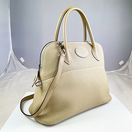 ＊奢華大道國際精品＊【H0423】HERMES風衣卡其色S2 TC牛皮 BOLIDE 31CM 銀釦兩用包-1