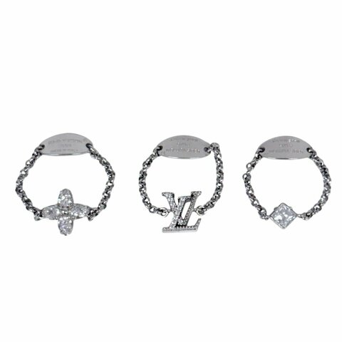 LOUIS VUITTON Lady LV 水鑽 戒指組合（一套3隻）