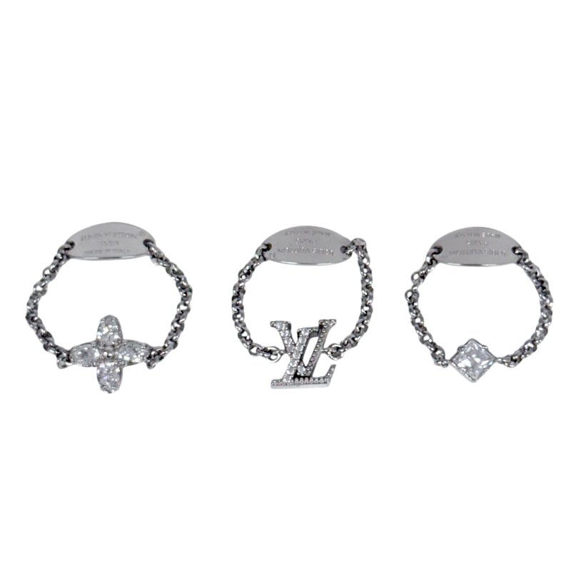 LOUIS VUITTON Lady LV 水鑽 戒指組合(一套3隻)-0