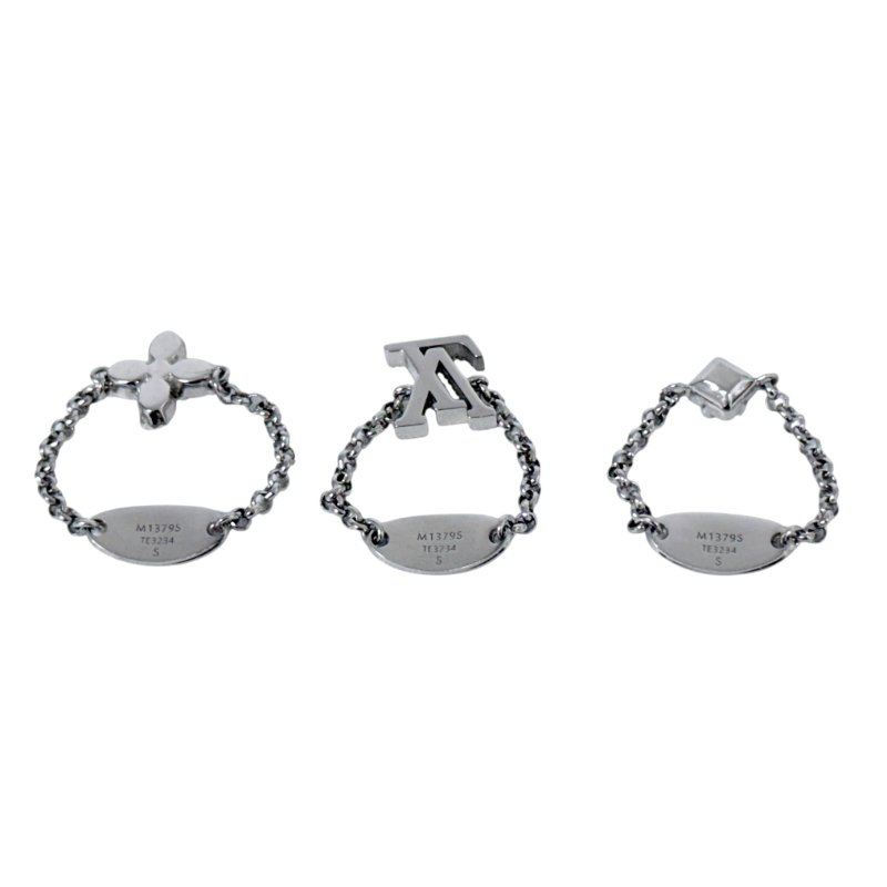 LOUIS VUITTON Lady LV 水鑽 戒指組合(一套3隻)-12