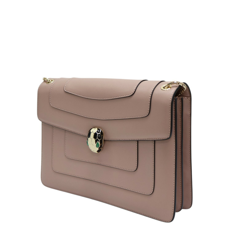 藕粉色牛皮 Serpenti Forever 肩背包【BVLGARI 寶格麗】 280153-2