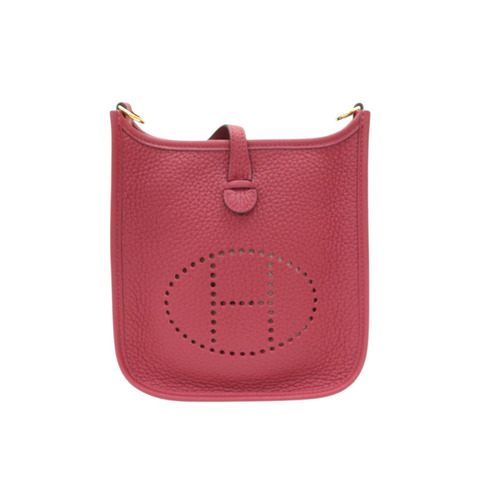 愛馬仕紅 Clemence牛皮 Mini Evelyne 肩背包 B刻 金釦【HERMES 愛馬仕】 H069426CC