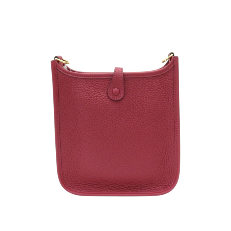 愛馬仕紅 Clemence牛皮 Mini Evelyne 肩背包 B刻 金釦【HERMES 愛馬仕】 H069426CC-1