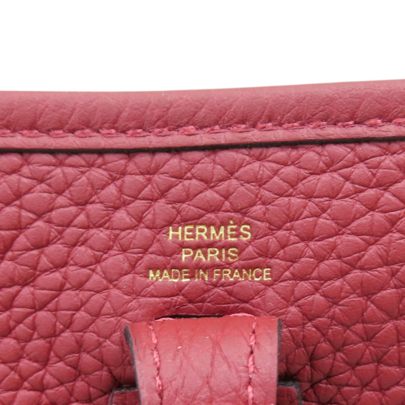 愛馬仕紅 Clemence牛皮 Mini Evelyne 肩背包 B刻 金釦【HERMES 愛馬仕】 H069426CC-6