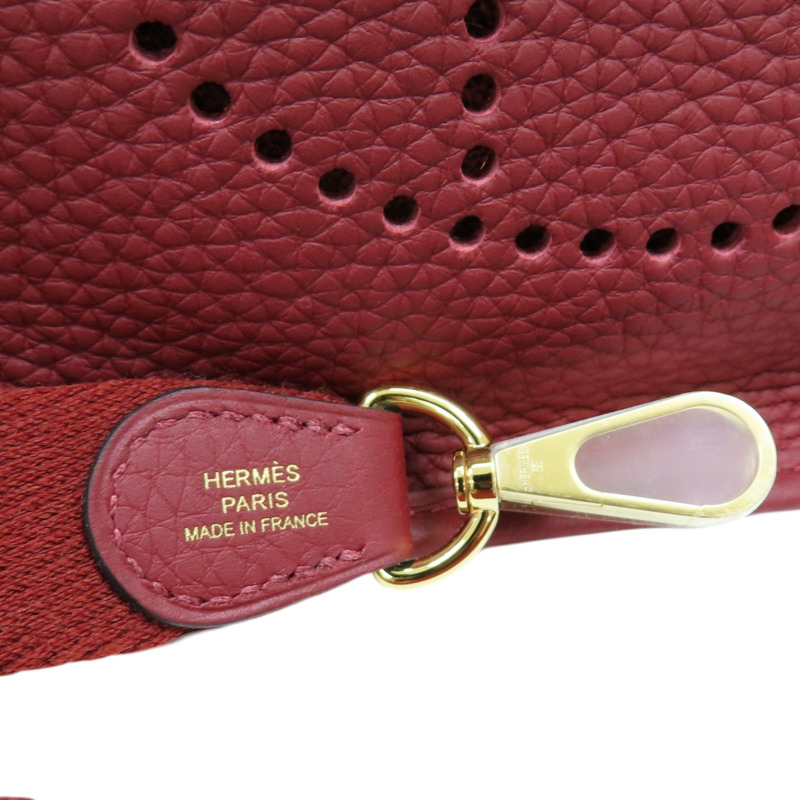 愛馬仕紅 Clemence牛皮 Mini Evelyne 肩背包 B刻 金釦【HERMES 愛馬仕】 H069426CC-7