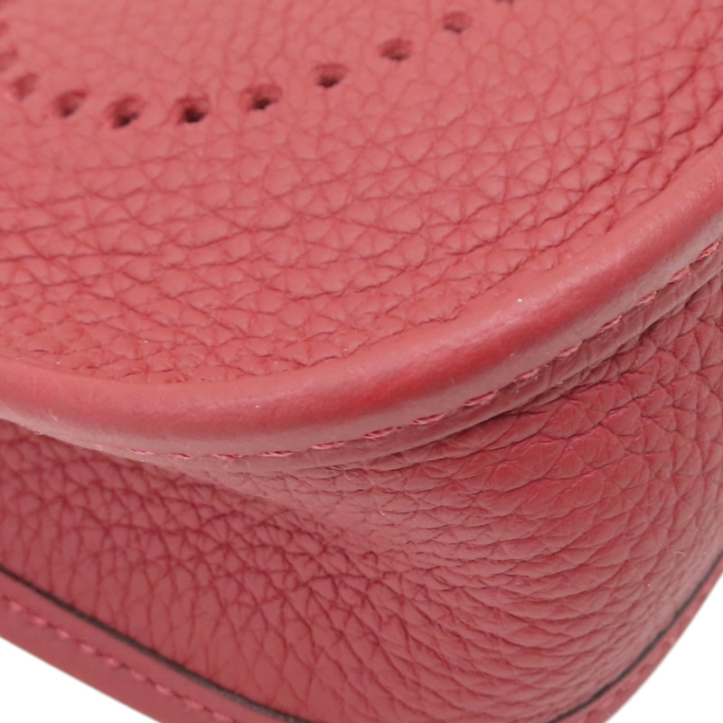 愛馬仕紅 Clemence牛皮 Mini Evelyne 肩背包 B刻 金釦【HERMES 愛馬仕】 H069426CC-10