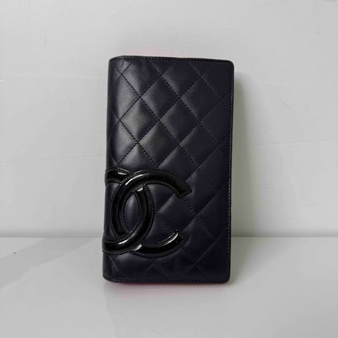 香奈兒/Chanel 黑色羊皮 康鵬對折長錢包 18.5*10.5cm 鐳射14开