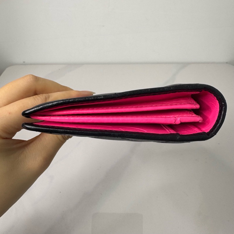 香奈兒/Chanel 黑色羊皮 康鵬對折長錢包 18.5*10.5cm 鐳射14开-4