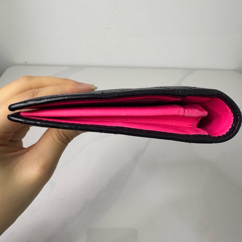 香奈兒/Chanel 黑色羊皮 康鵬對折長錢包 18.5*10.5cm 鐳射14开-8