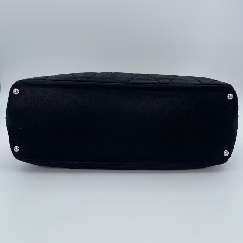 「JL精品代購」 香奈兒黑銀珠光牛皮2way托特包-7