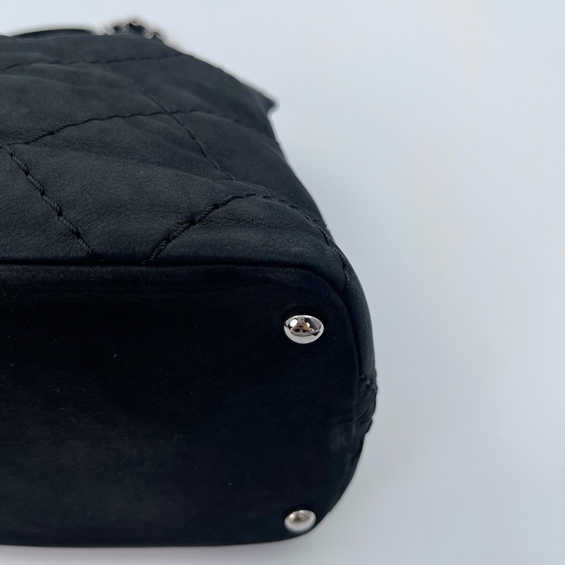 「JL精品代購」 香奈兒黑銀珠光牛皮2way托特包-8