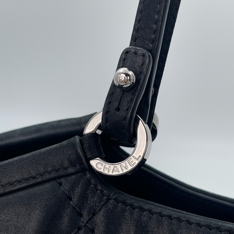 「JL精品代購」 香奈兒黑銀珠光牛皮2way托特包-19