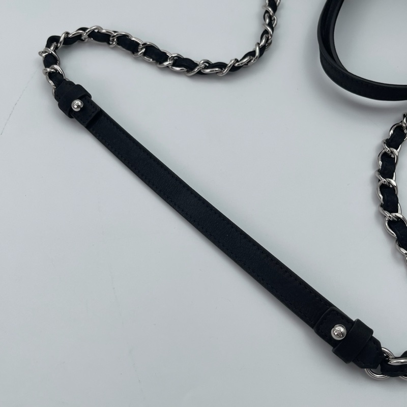 「JL精品代購」 香奈兒黑銀珠光牛皮2way托特包-24