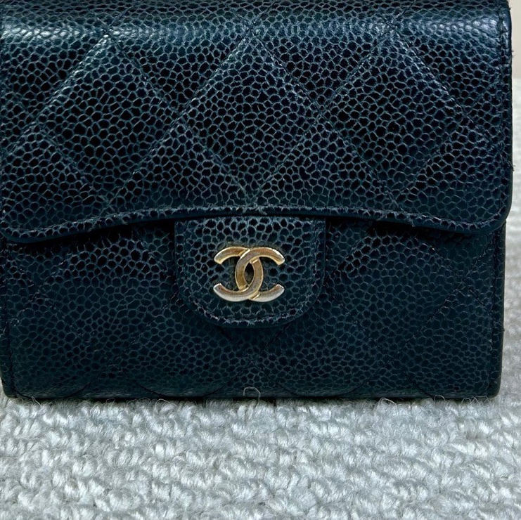 香奈兒Chanel黑金荔枝牛皮三折錢包 尺寸:12*10.5cm-3