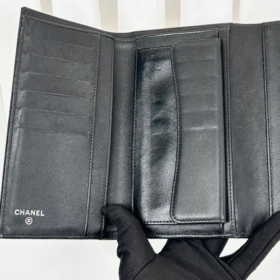 香奈兒CHANEL 17開 深綠色漆皮錢包 尺寸18*10 尺寸18×10cm 附件盒子-3