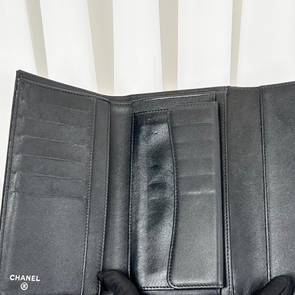 香奈兒CHANEL 17開 深綠色漆皮錢包 尺寸18*10 尺寸18×10cm 附件盒子-5