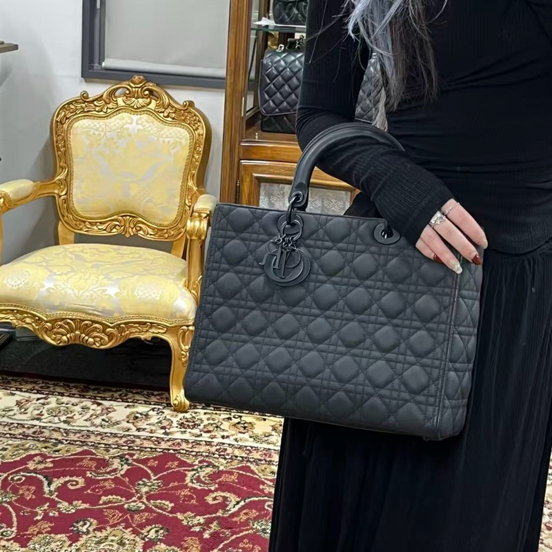 「JL精品代購」 Dior so black 磨砂全黑牛皮七格2way戴妃包-2