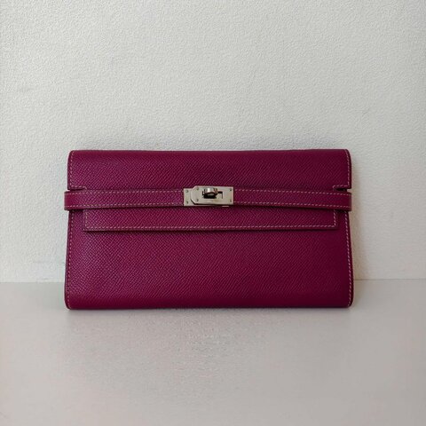 愛馬仕/Hermes kelly 長款皮夾 p9海葵紫色 尺寸： 20*11*1.5cm