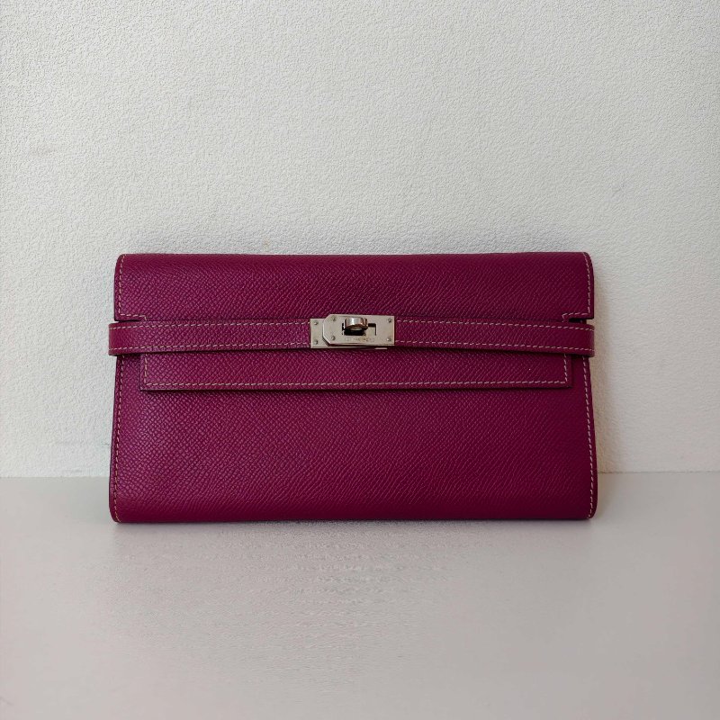 愛馬仕/Hermes kelly 長款皮夾 p9海葵紫色 尺寸: 20*11*1.5cm-0