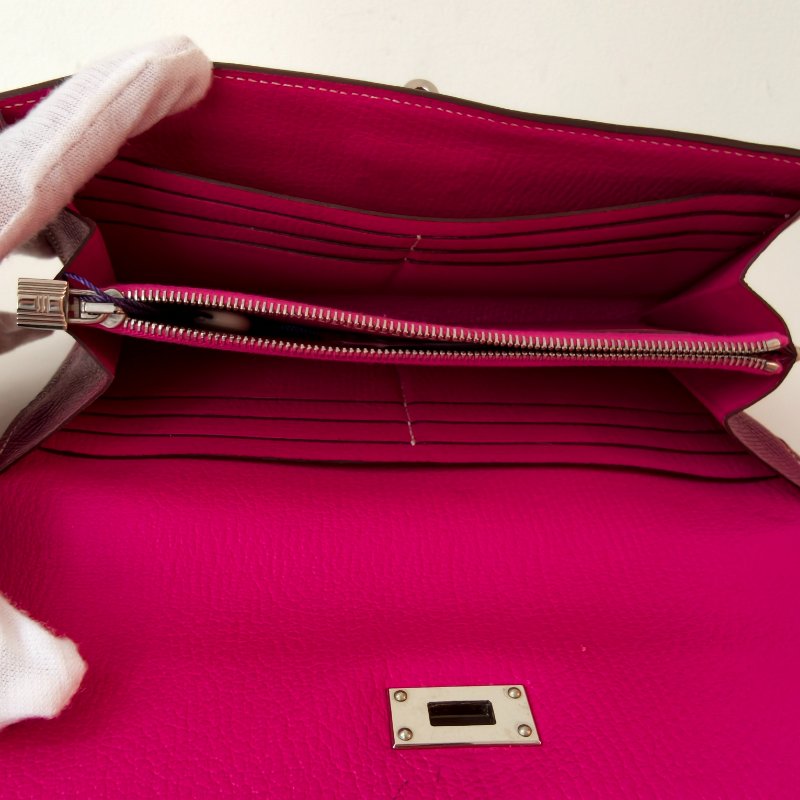 愛馬仕/Hermes kelly 長款皮夾 p9海葵紫色 尺寸: 20*11*1.5cm-5