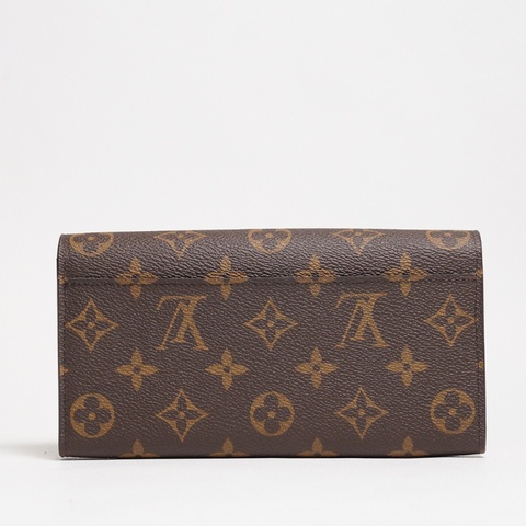 LOUIS VUITTON 老花長夾 Monogram帆布內裡拚色信封式長夾(紅色)