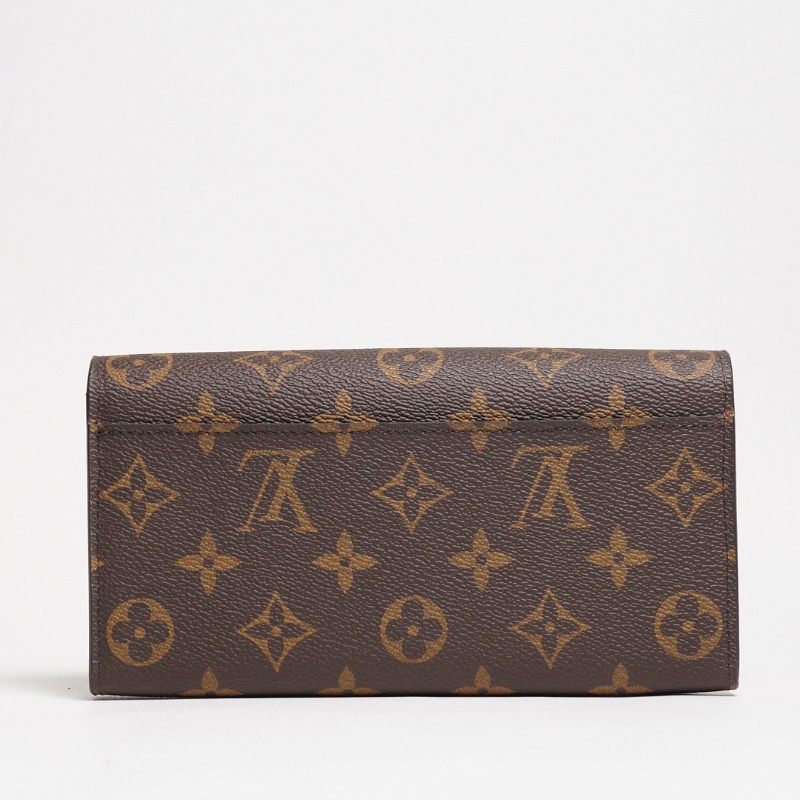 LOUIS VUITTON 老花長夾 Monogram帆布內裡拚色信封式長夾(紅色)-0