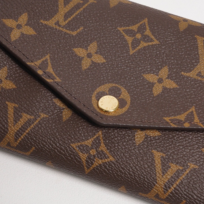 LOUIS VUITTON 老花長夾 Monogram帆布內裡拚色信封式長夾(紅色)-5