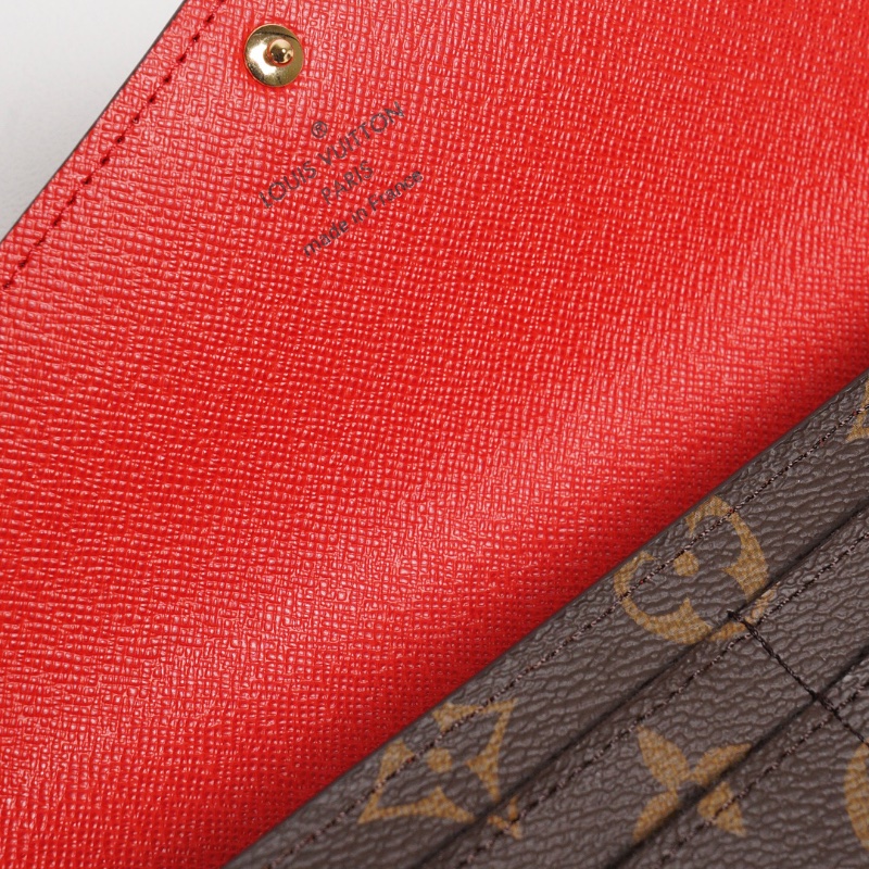 LOUIS VUITTON 老花長夾 Monogram帆布內裡拚色信封式長夾(紅色)-10
