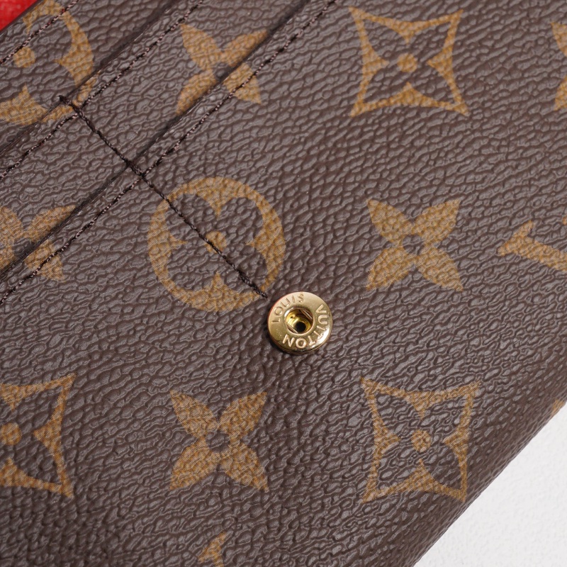 LOUIS VUITTON 老花長夾 Monogram帆布內裡拚色信封式長夾(紅色)-11
