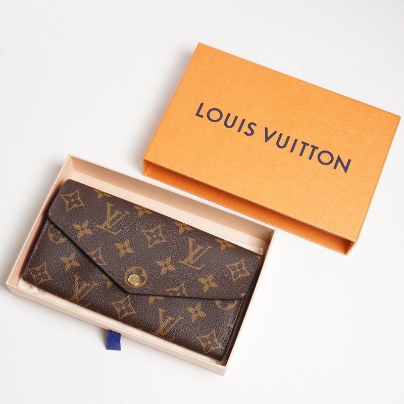 LOUIS VUITTON 老花長夾 Monogram帆布內裡拚色信封式長夾(紅色)-14