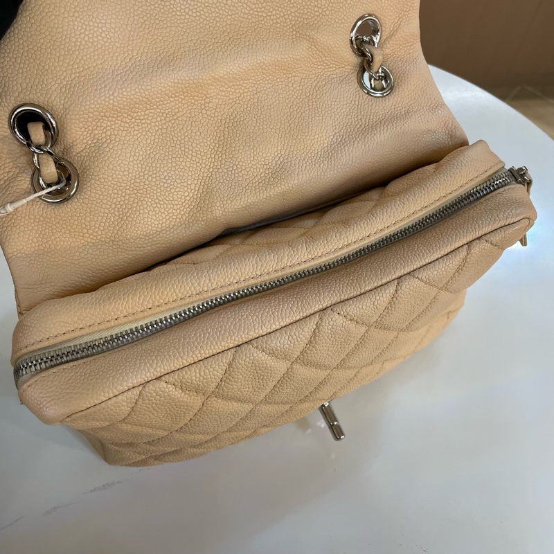 Chanel香奈儿 荔枝皮 easycoco cf 奶茶色 链条单肩斜挎包-4