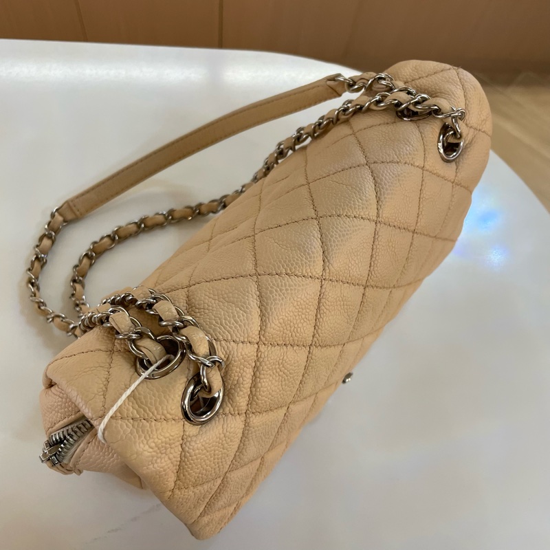 Chanel香奈儿 荔枝皮 easycoco cf 奶茶色 链条单肩斜挎包-5