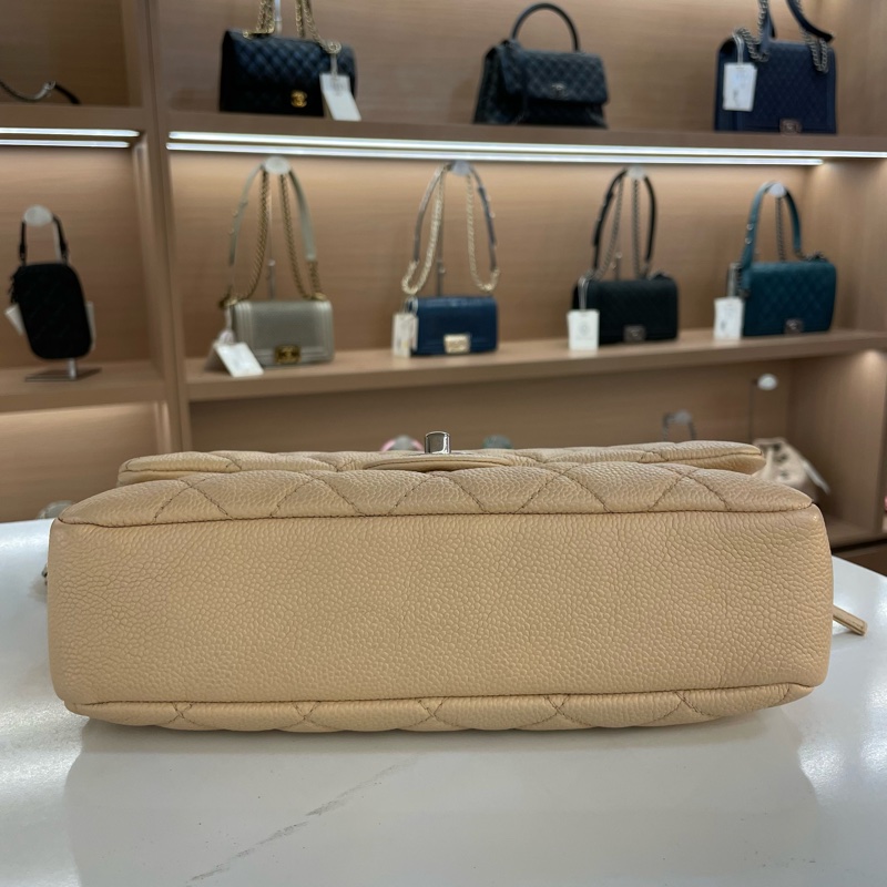 Chanel香奈儿 荔枝皮 easycoco cf 奶茶色 链条单肩斜挎包-10