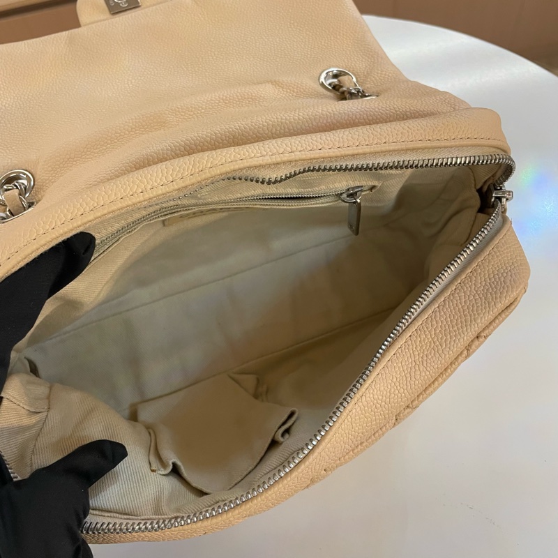 Chanel香奈儿 荔枝皮 easycoco cf 奶茶色 链条单肩斜挎包-13