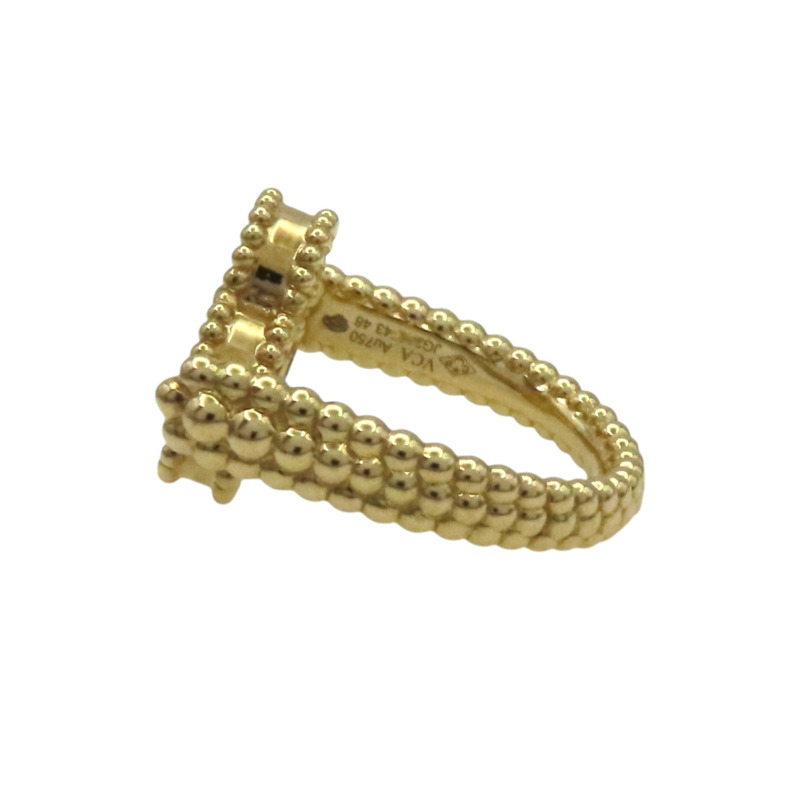 18K黃金 藍瑪瑙 鑽石 Vintage Alhambra 雙面戒指 48【Van Cleef & Arpels 梵克雅寶】 VCARPGV148-7