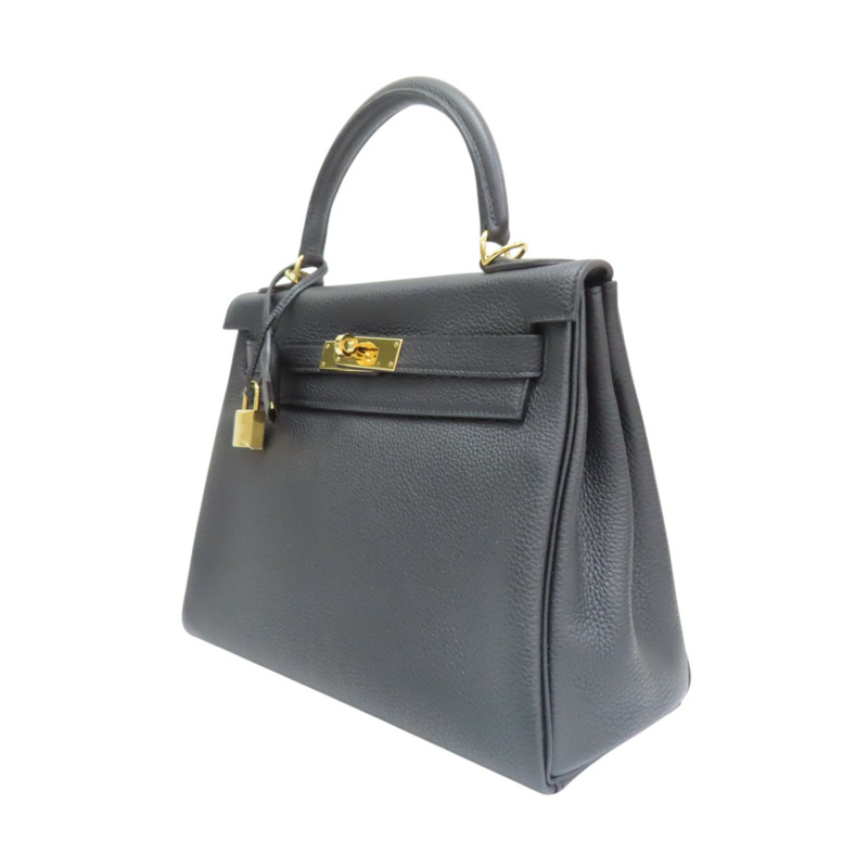 黑色 Togo牛皮 Kelly 28 凱莉包 兩用包 C刻 金扣【HERMES 愛馬仕】-2