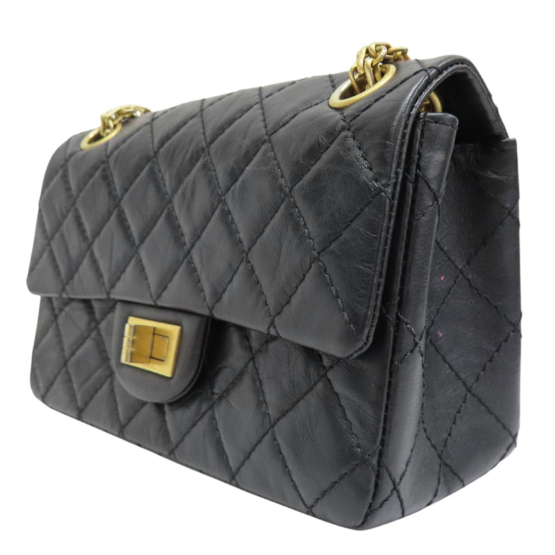 黑色 菱格紋 牛皮 2.55 鏈帶 肩背包【CHANEL 香奈兒】 AS0874-2