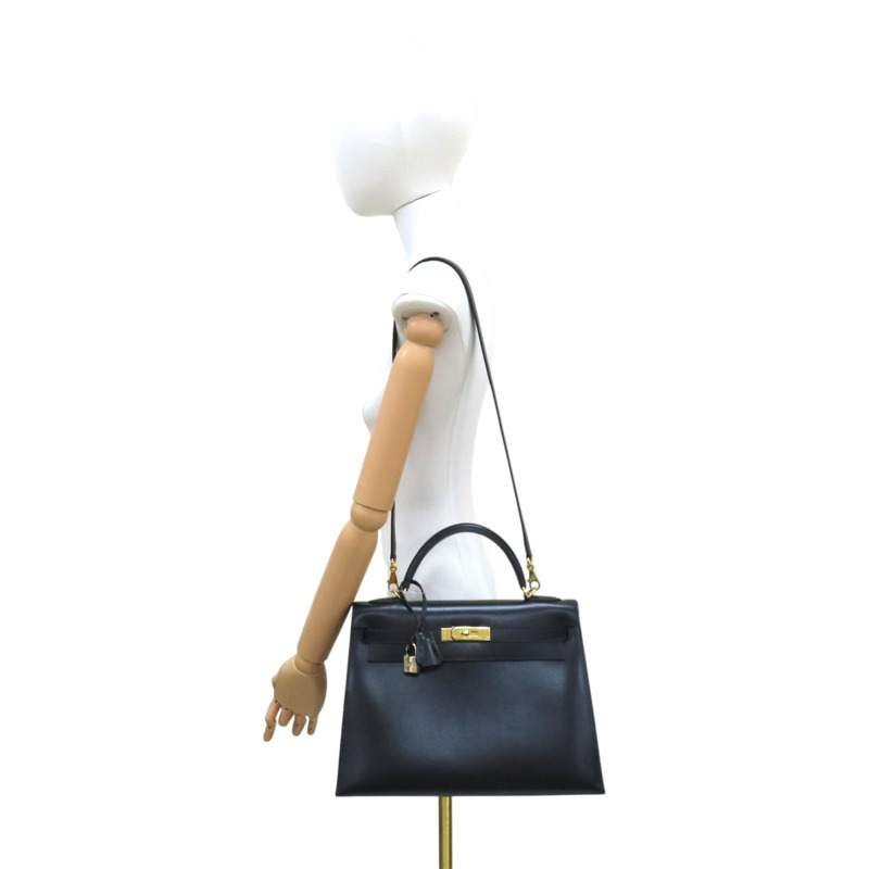 黑色 BOX牛皮 Kelly 32 凱莉包 兩用包 口E刻 金釦 口E刻 金釦【HERMES 愛馬仕】-9