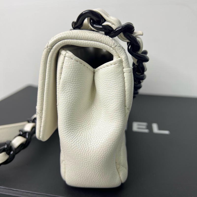 CHANEL香奈兒熊貓色荔枝紋牛皮CF大mini鏈條包 鐳射30開 尺寸：20x12x5cm-3