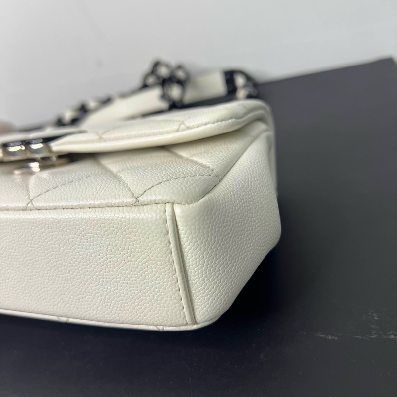 CHANEL香奈兒熊貓色荔枝紋牛皮CF大mini鏈條包 鐳射30開 尺寸：20x12x5cm-4