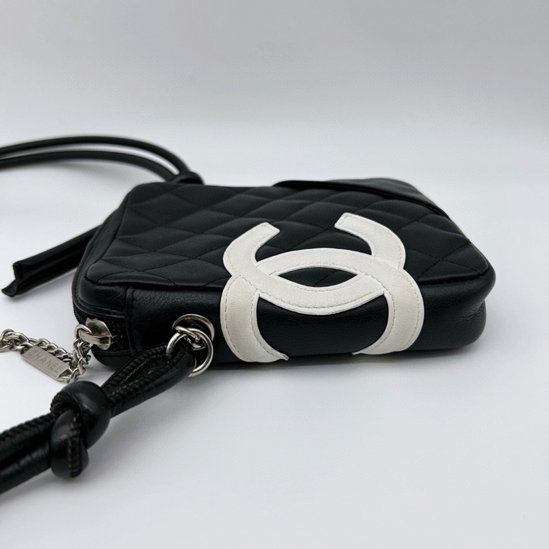 「JL精品代購」香奈兒黑白康鵬單肩斜挎相機包-4