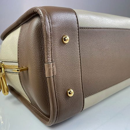 ＊奢華大道國際精品＊【LW226】LOEWE酒紅色/淺咖啡色/灰白色 NAPA小牛皮 AMAZONA手提包 28CM-4