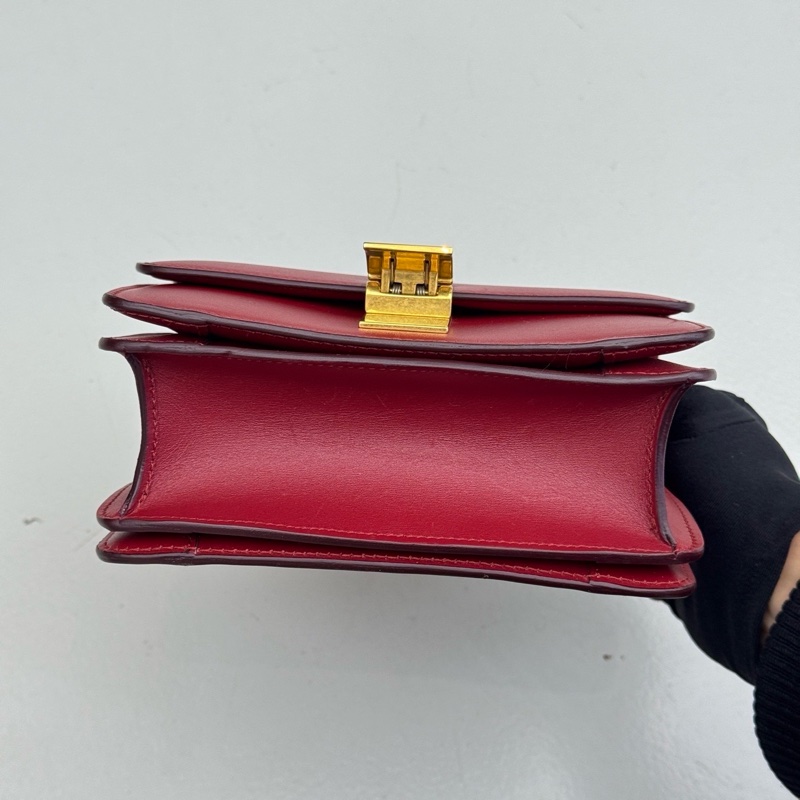 Celine賽琳box紅色小號 配件:肩帶塵袋 尺寸：16.5x13x8cm-5