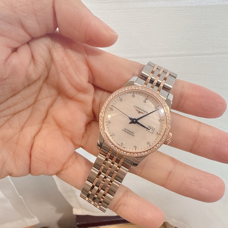 浪琴 Longines 開創者18k金原鑲鑽錶 天文台認證自動機械錶-0