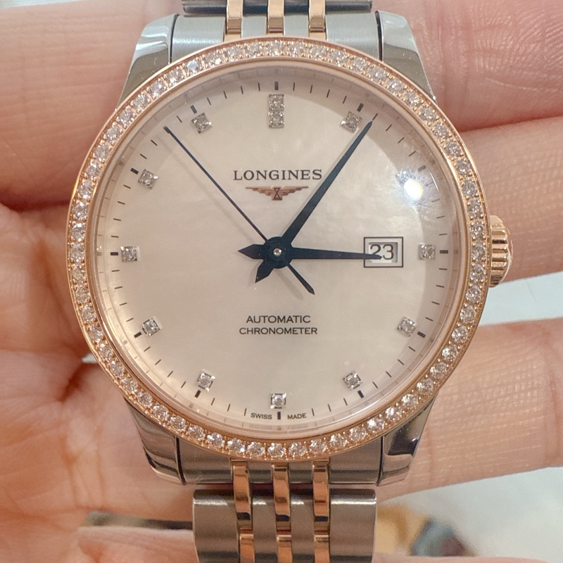 浪琴 Longines 開創者18k金原鑲鑽錶 天文台認證自動機械錶-14