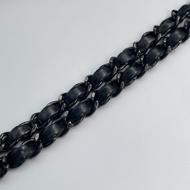 「JL精品代購」香奈兒碳灰銀油蠟牛皮滾邊cf翻蓋鏈條包-18