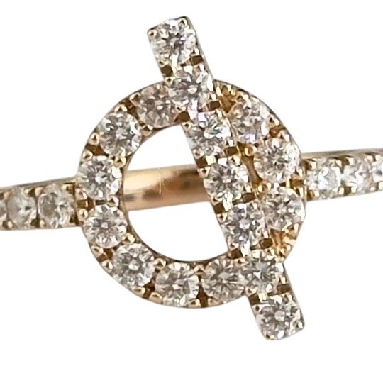 HERMES Finesse 18K玫瑰金 滿鑽小Q 戒子-2