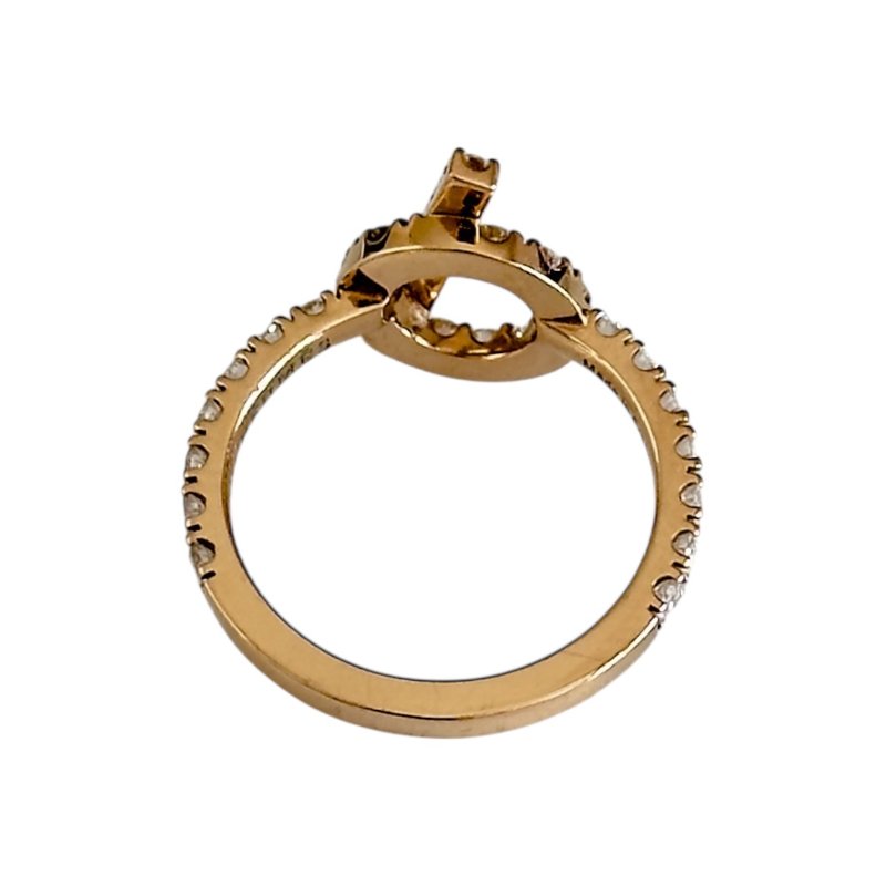 HERMES Finesse 18K玫瑰金 滿鑽小Q 戒子-8