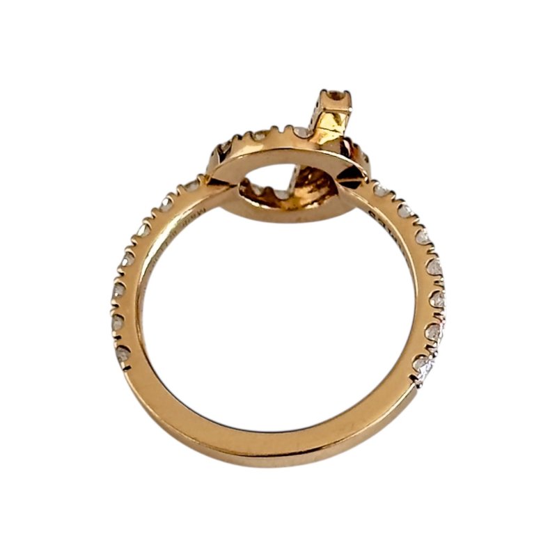 HERMES Finesse 18K玫瑰金 滿鑽小Q 戒子-9